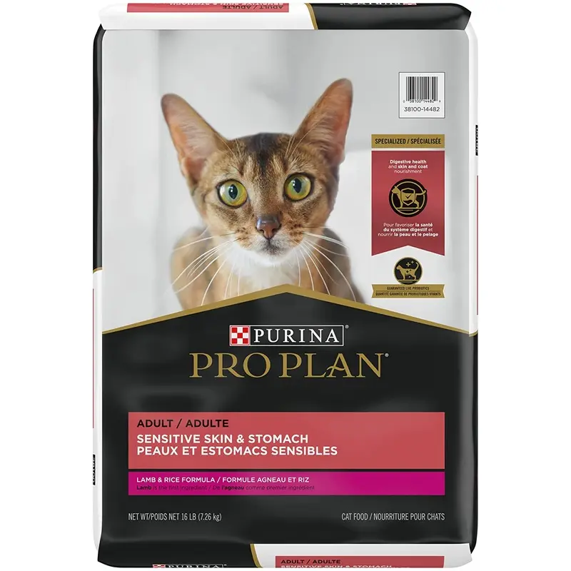 Purina Pro Plan Sensitive Skin and Stomach Cat Food, Lamb and Rice Formula  16 lb. Bag