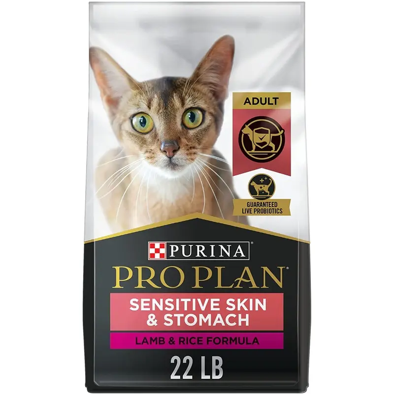 Purina Pro Plan Sensitive Skin and Stomach Cat Food, Lamb and Rice Formula  22 lb. Bag