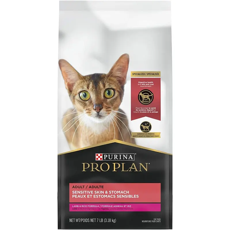 Purina Pro Plan Sensitive Skin and Stomach Cat Food, Lamb and Rice Formula  7 lb. Bag