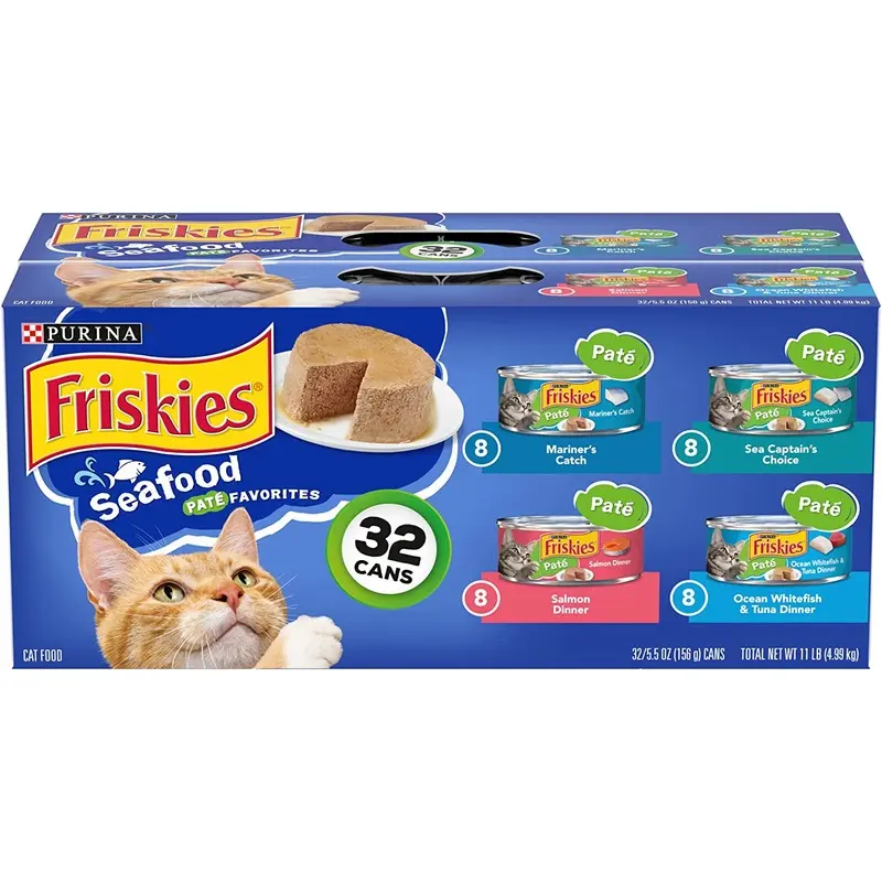Purina Friskies Pate Wet Cat Food Variety Pack, Seafood Favorites  (32) 5.5 oz. Cans