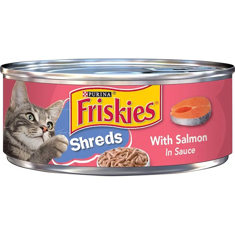 Purina Friskies Wet Cat Food, Shreds With Salmon in Sauce  (24) 5.5 oz. Cans