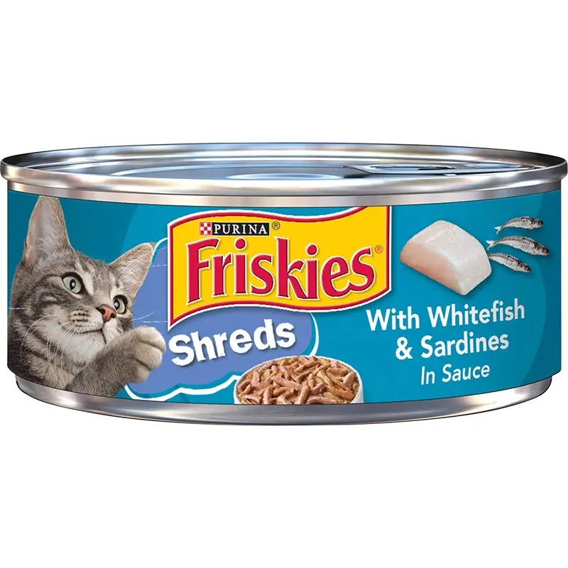 Purina Friskies Wet Cat Food, Shreds With Whitefish & Sardines in Sauce  (24) 5.5 oz. Cans