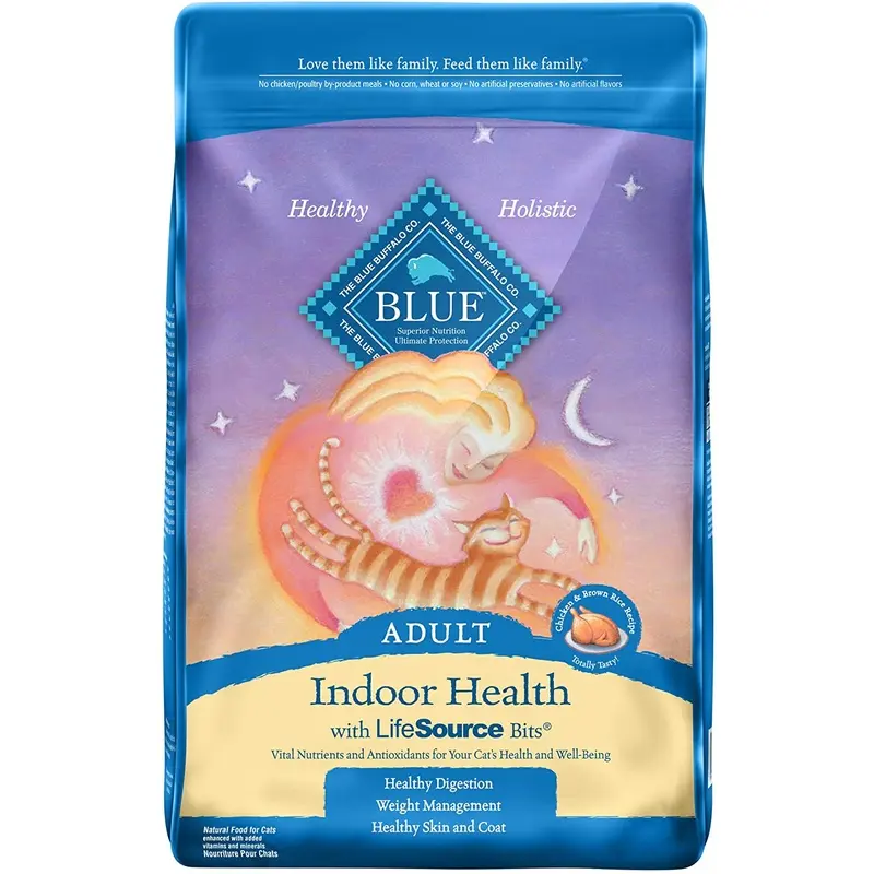 Blue Buffalo Indoor Health Natural Adult Dry Cat Food, Chicken & Brown Rice 15-Lb