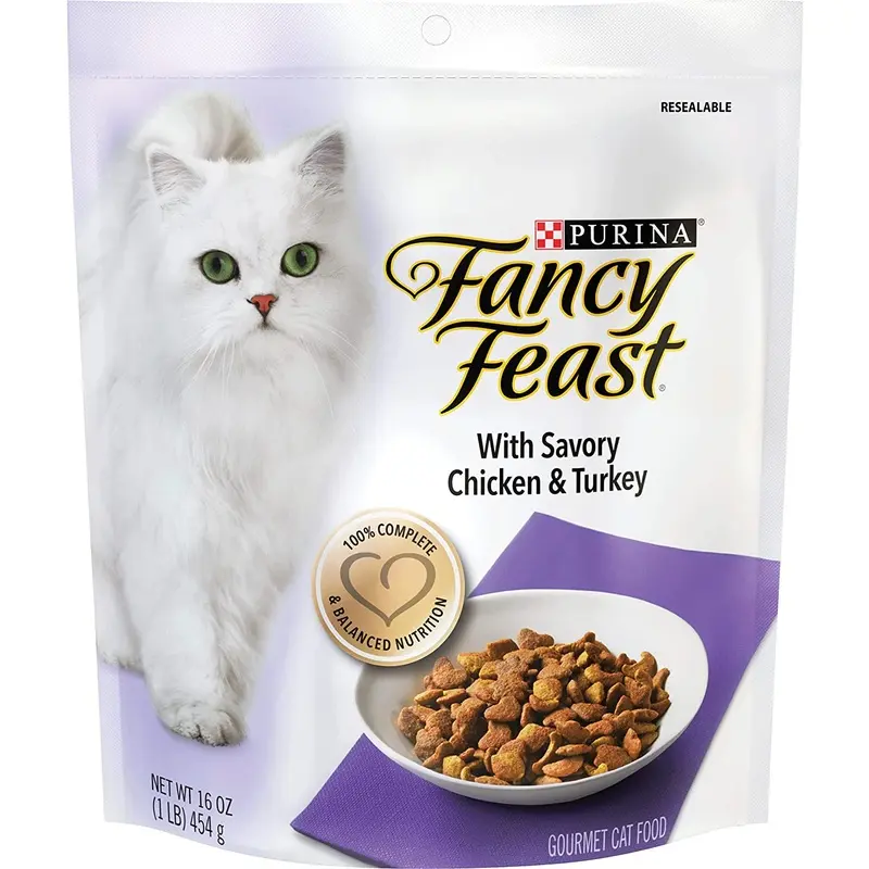 Purina Fancy Feast Dry Cat Food, With Savory Chicken & Turkey 16 oz. Bags, Pack of 4