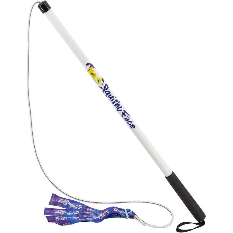 Squishy Face Studio Flirt Pole V2 with Lure Squeaky Dog Toy, Purple & Blue Tie Dye