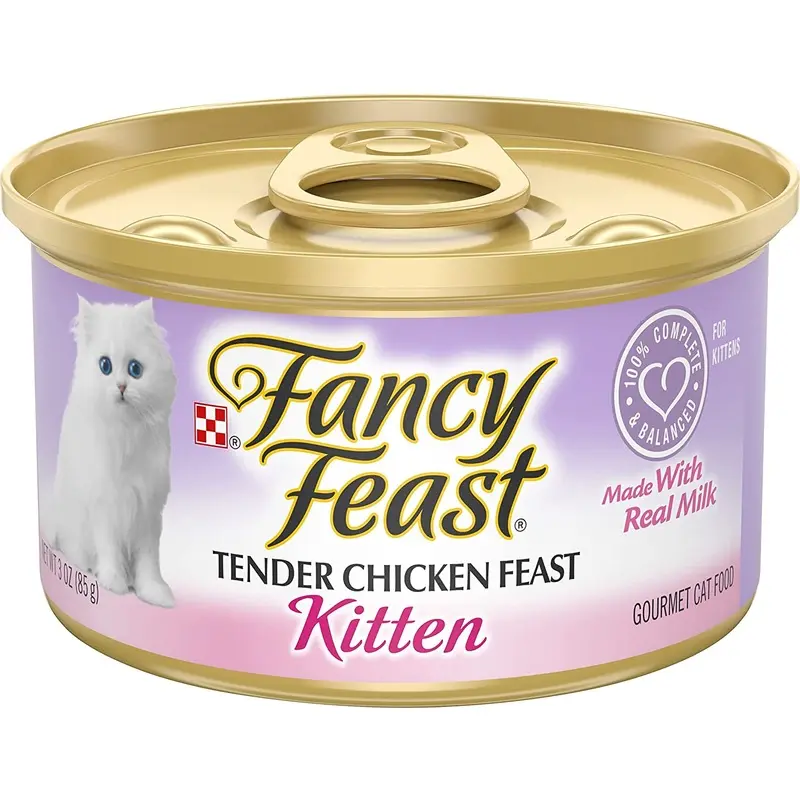 Purina Fancy Feast Grain Free Pate Wet Kitten Food, Tender Chicken Feast  (24) 3 oz. Cans