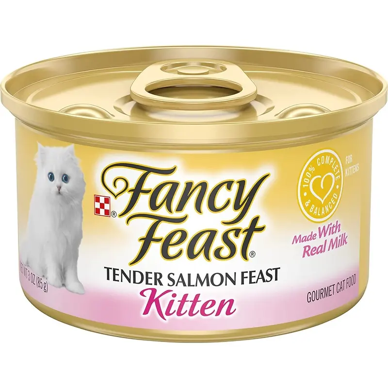 Purina Fancy Feast Grain Free Pate Wet Kitten Food, Tender Salmon Feast  (24) 3 oz. Cans
