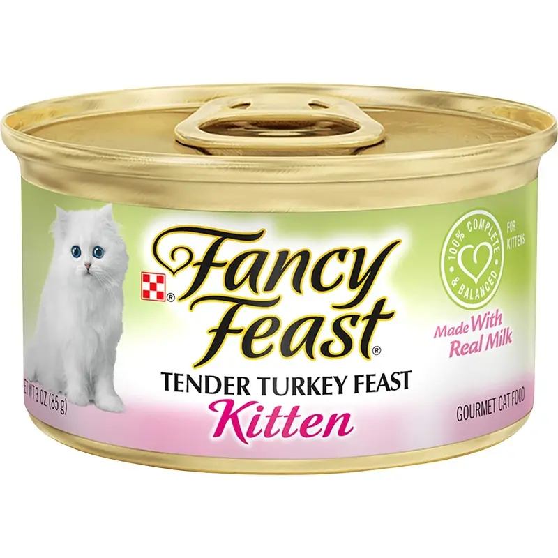 Purina Fancy Feast Pate Wet Kitten Food, Tender Turkey Feast  (24) 3 oz. Cans