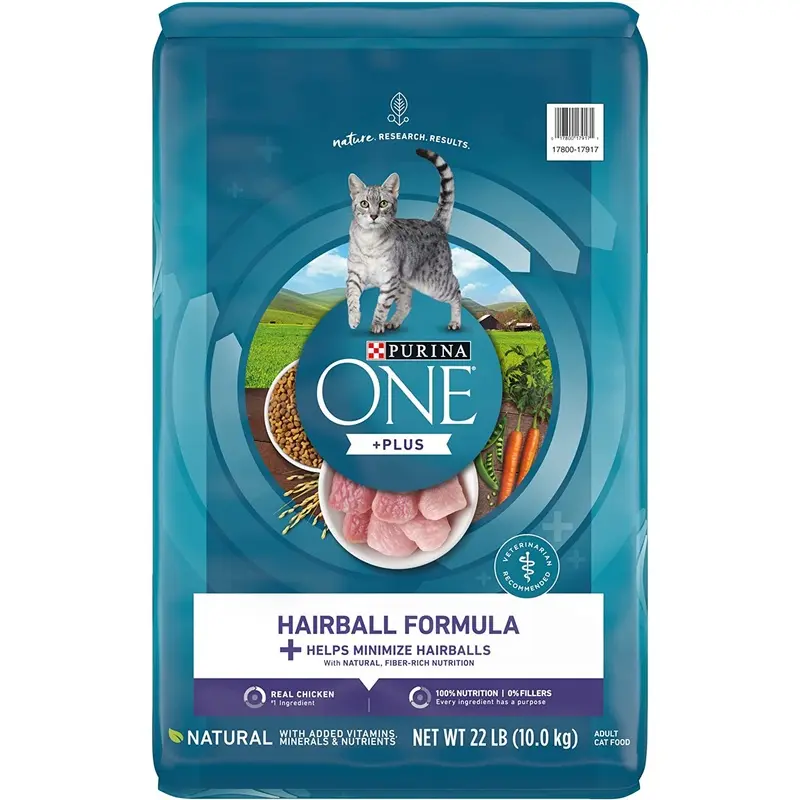 Purina ONE Natural Dry Cat Food for Hairball Control, +PLUS Hairball Formula  22 lb. Bag