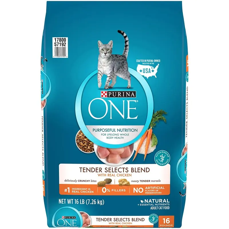 Purina ONE Natural Dry Cat Food, Tender Selects Blend With Real Chicken  16 lb. Bag