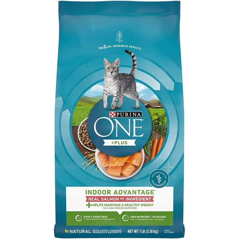 Purina ONE +Plus Indoor Advantage with Real Salmon, High Protein Dry Cat Food  7 lb. Bag