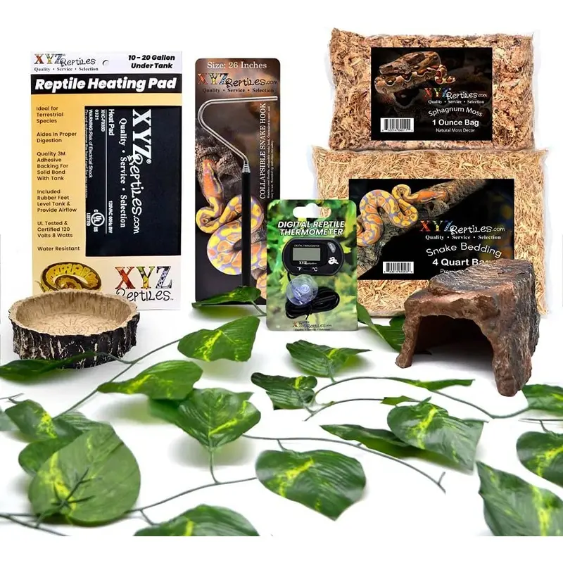 XYZReptiles Ball Python Snake Habitat 10 Gallon Terrarium Starter Kit