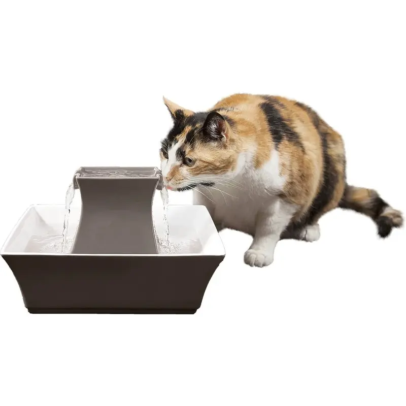 Drinkwell Pagoda Ceramic Dog & Cat Fountain (Taupe)