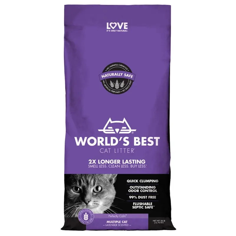 Worlds Best Original Series Lavender Scented Multi Corn Cat Litter, 28 lbs.