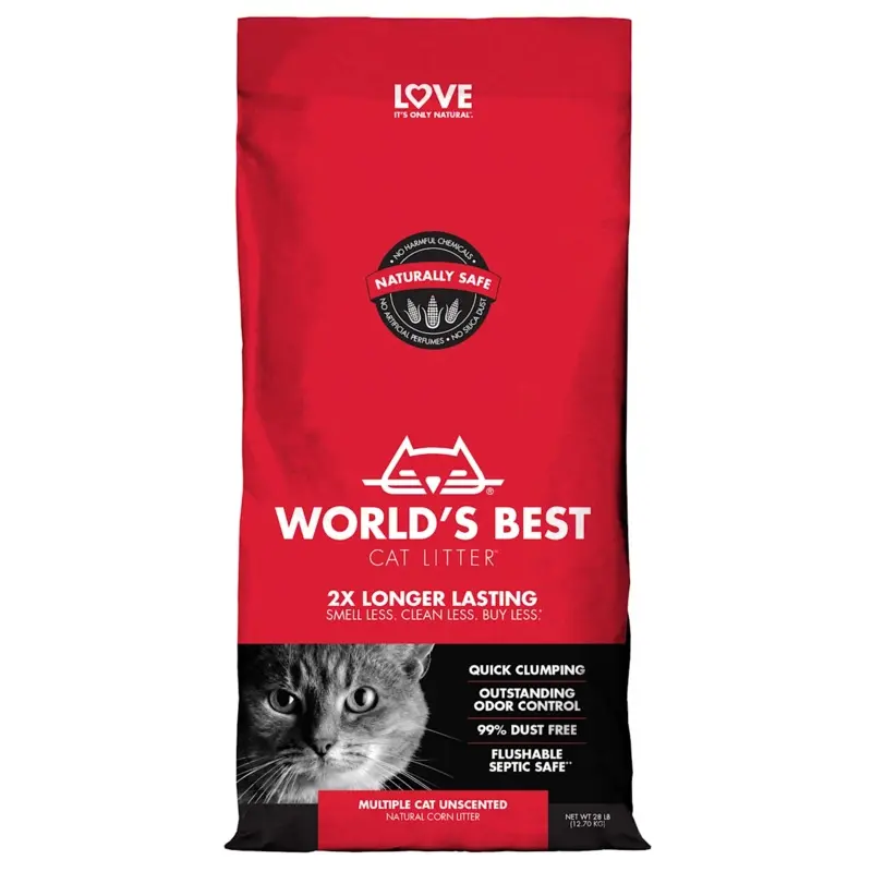 Worlds Best Original Series Unscented Multi Corn Cat Litter, 28 lbs.