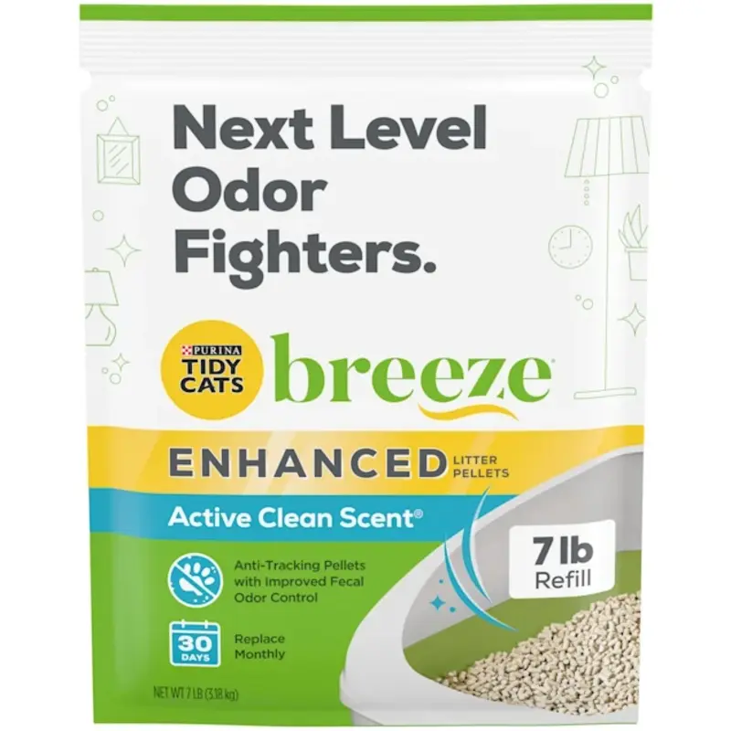 Purina Tidy Cats Non Clumping Breeze Enhanced Pellets Multi Cat Litter, 7 lbs.