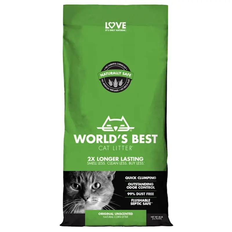 Worlds Best Original Series Clumping Unscented Corn Cat Litter, 28 lbs.