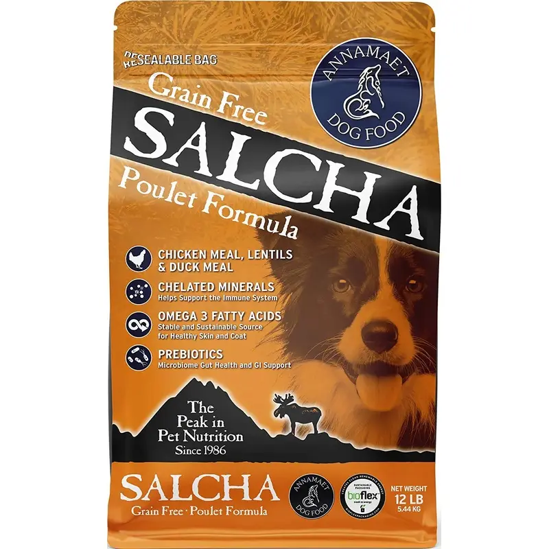 Annamaet Grain-Free Salcha Poulet Formula Dry Dog Food (Chicken & Duck) 12-lb Bag, Brown