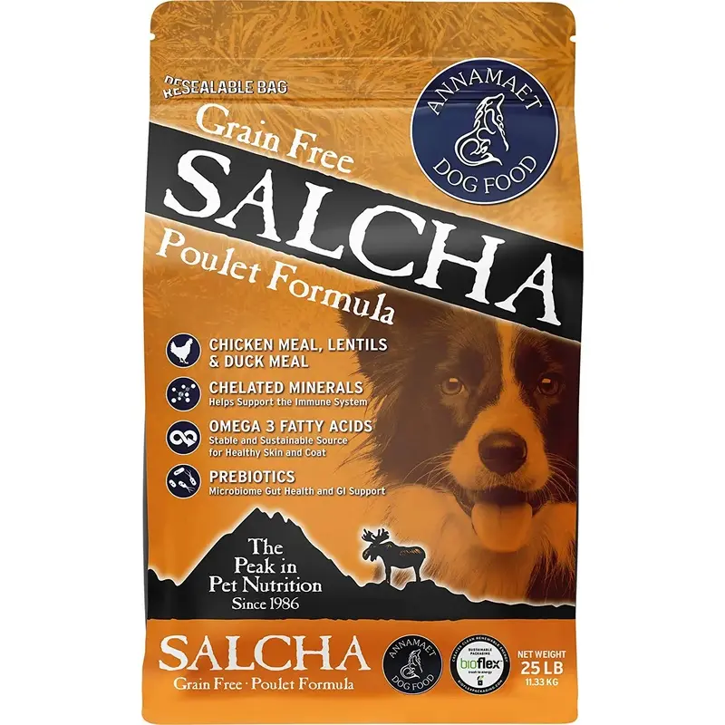 Annamaet Grain-Free Salcha Poulet Formula Dry Dog Food (Chicken & Duck) 25-lb Bag, Brown