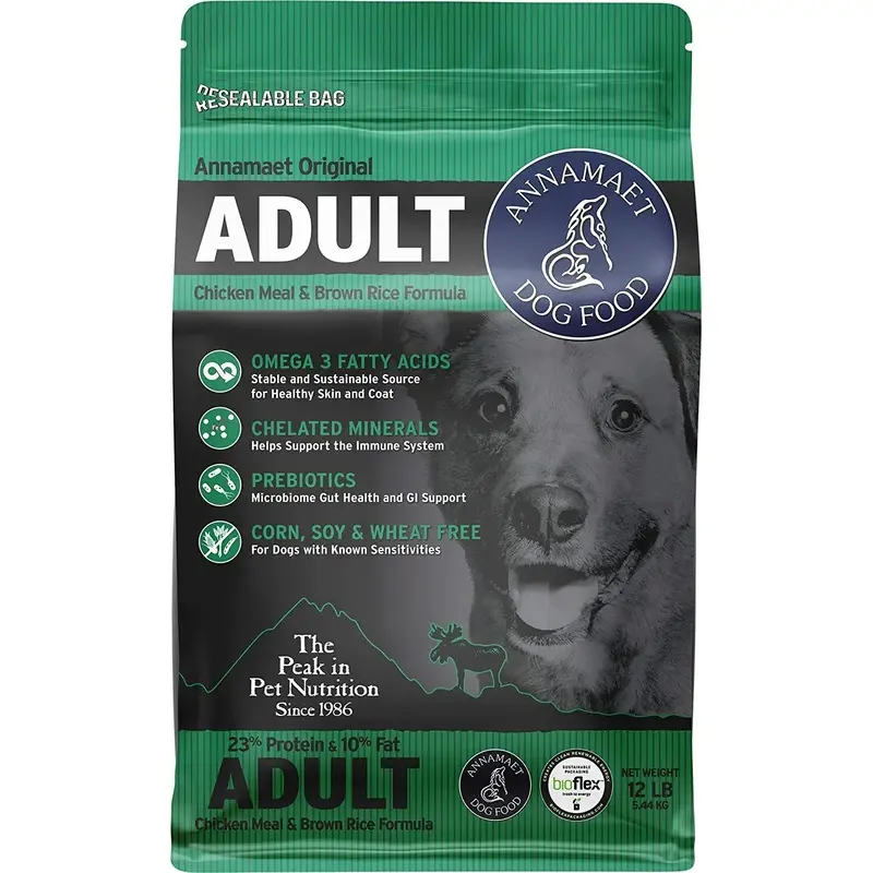 Annamaet Original Adult Formula Dry Dog Food 23% Protein (Chicken & Brown Rice), 12-lb Bag