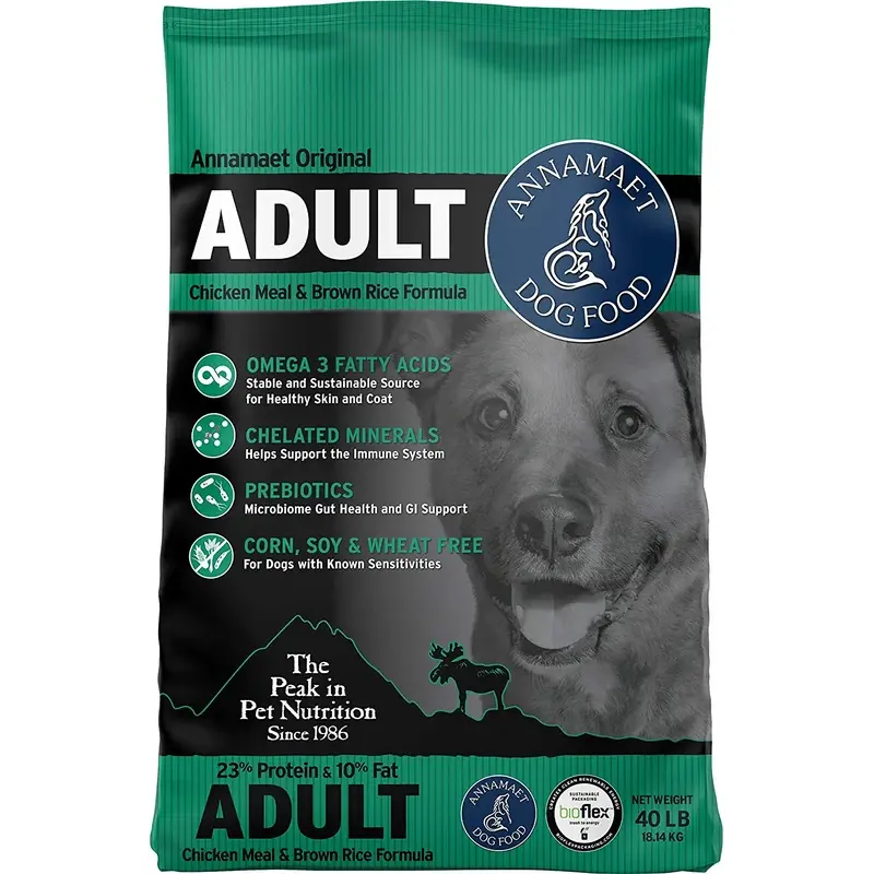 Annamaet Original Adult Formula Dry Dog Food 23% Protein (Chicken & Brown Rice), 40-lb bag