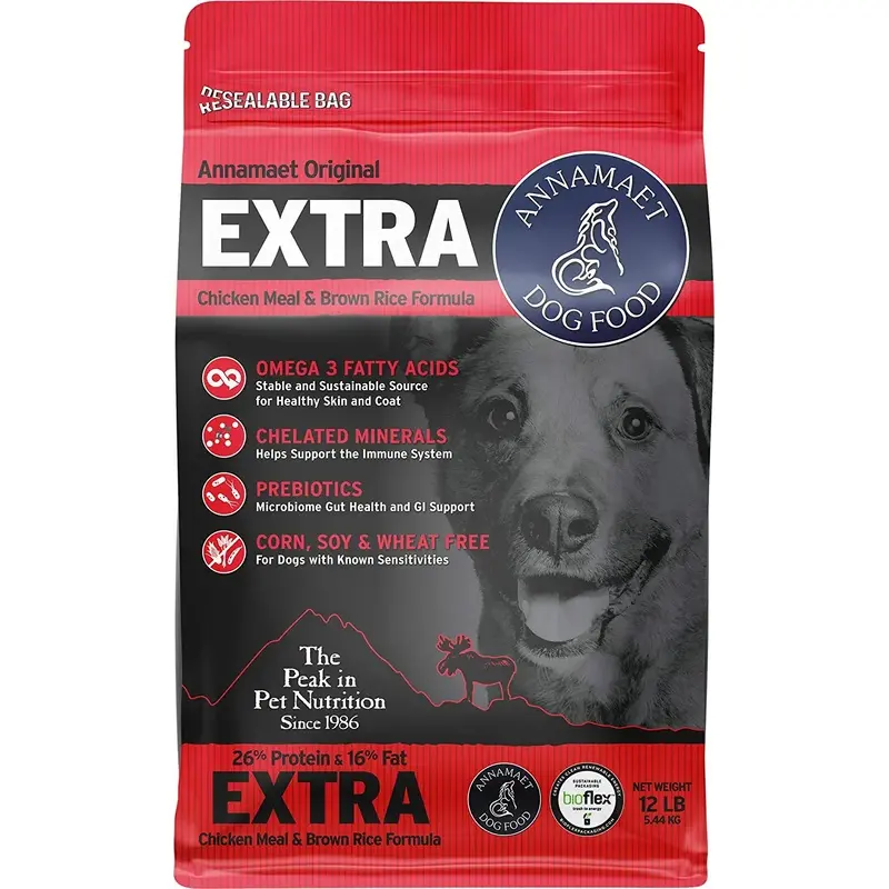 Annamaet Original Extra Formula Dry Dog Food 26% Protein (Chicken & Brown Rice)12-lb Bag