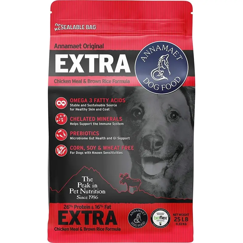 Annamaet Original Extra Formula Dry Dog Food 26% Protein (Chicken & Brown Rice) 25-lb Bag