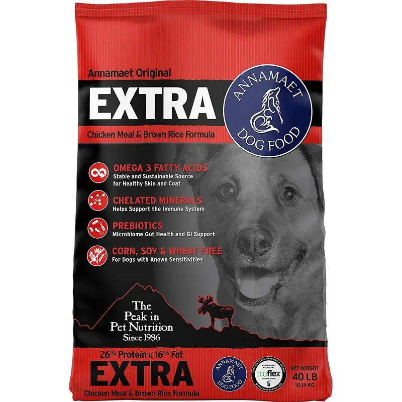 Annamaet Original Extra Formula Dry Dog Food 26% Protein (Chicken & Brown Rice) 40-lb bag