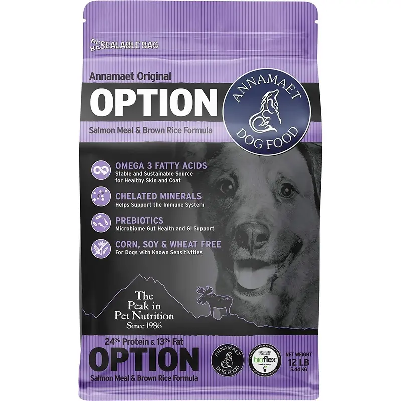 Annamaet Original Option Formula Dry Dog Food 24% Protein (Salmon & Brown Rice) 12-lb Bag