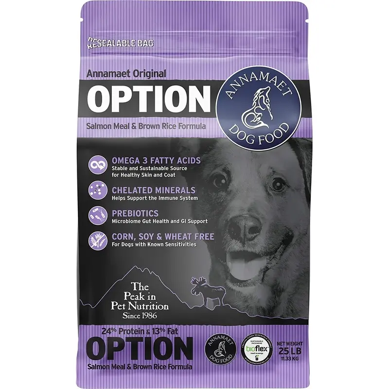 Annamaet Original Option Formula Dry Dog Food 24% Protein (Salmon & Brown Rice) 25-lb Bag