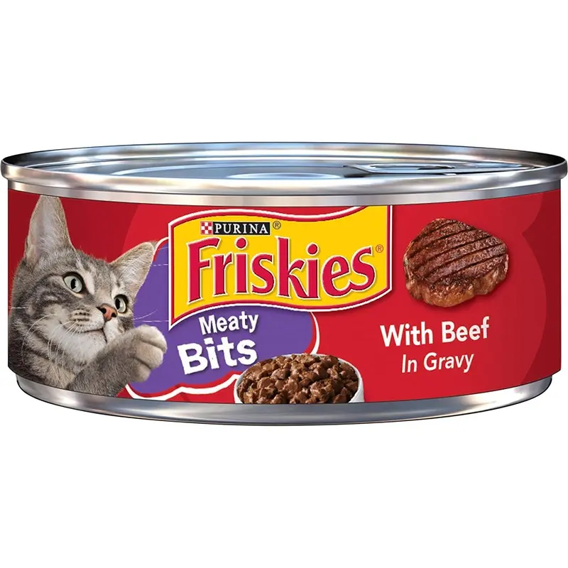 Purina Friskies Gravy Wet Cat Food Meaty Bits With Beef in Gravy  (24) 5.5 oz. Cans