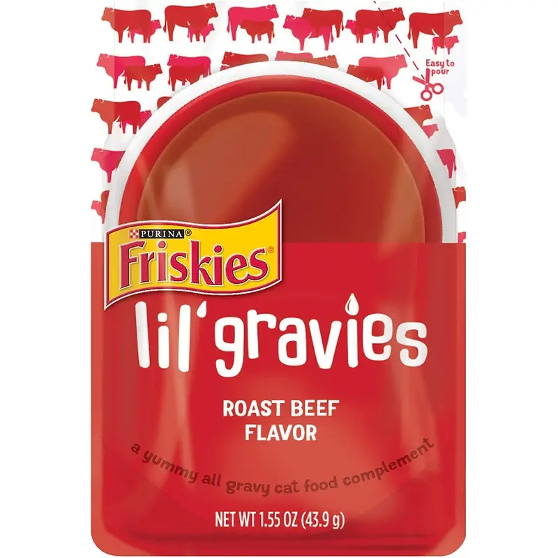 Purina Friskies Lil Gravies Roast Beef Flavor Cat Food Complement  (16) 1.55 oz. Pouches