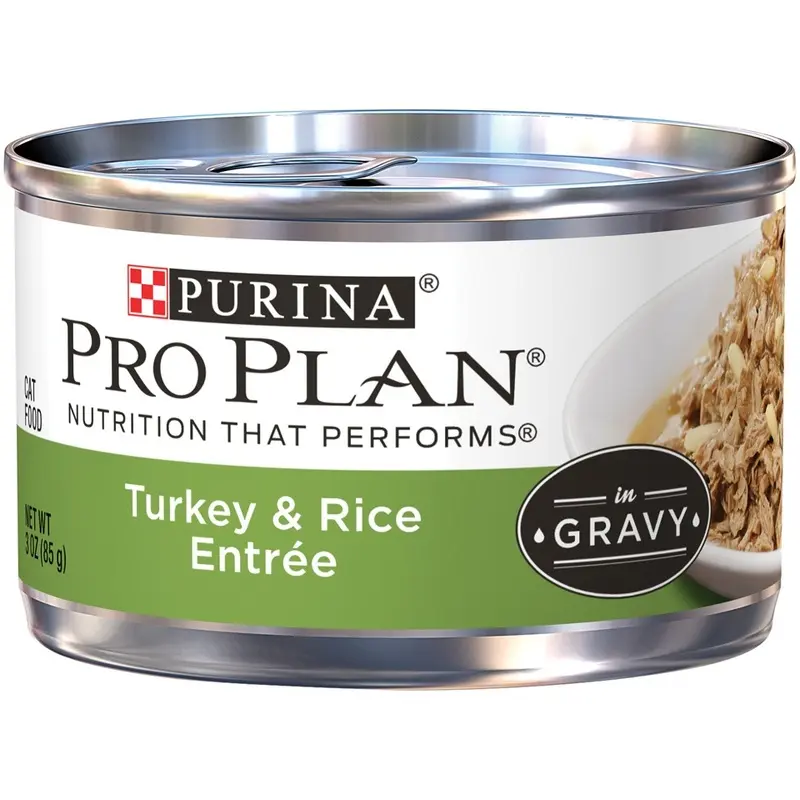 Purina Pro Plan Adult Turkey & Rice Entree in Gravy Canned Cat Food 3-oz case of 24