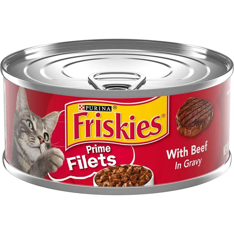 Purina Friskies Gravy Wet Cat Food Prime Filets With Beef in Gravy  (24) 5.5 oz. Cans