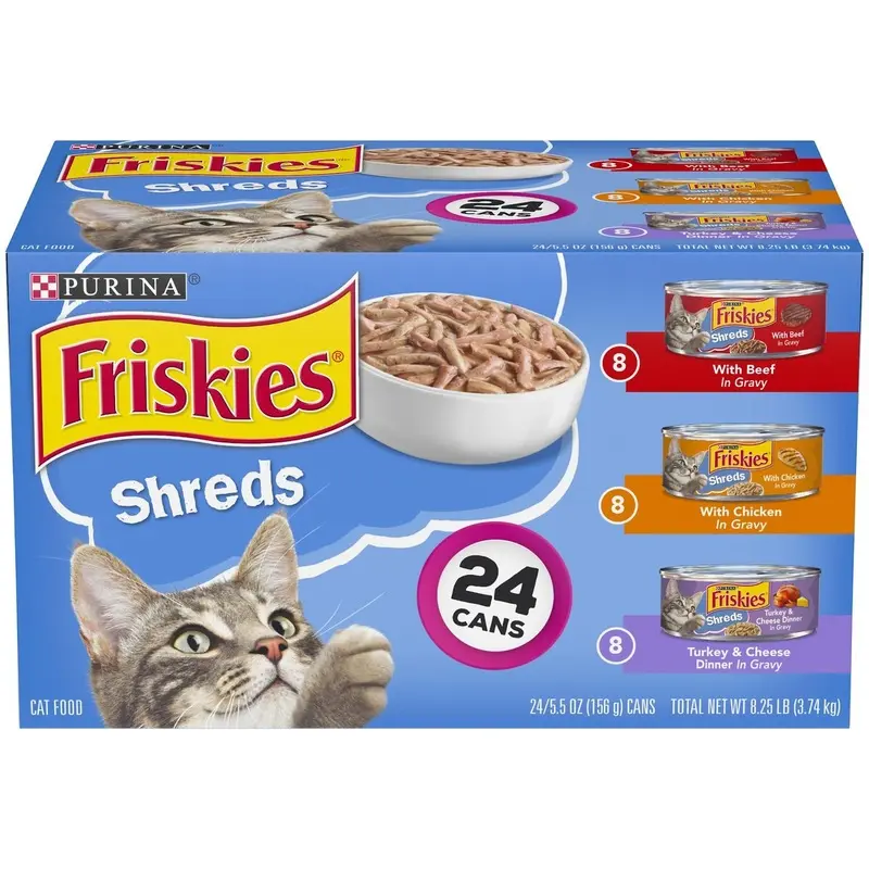 Purina Friskies Savory Shreds Variety Pack Canned Cat Food 5.5-oz case of 24