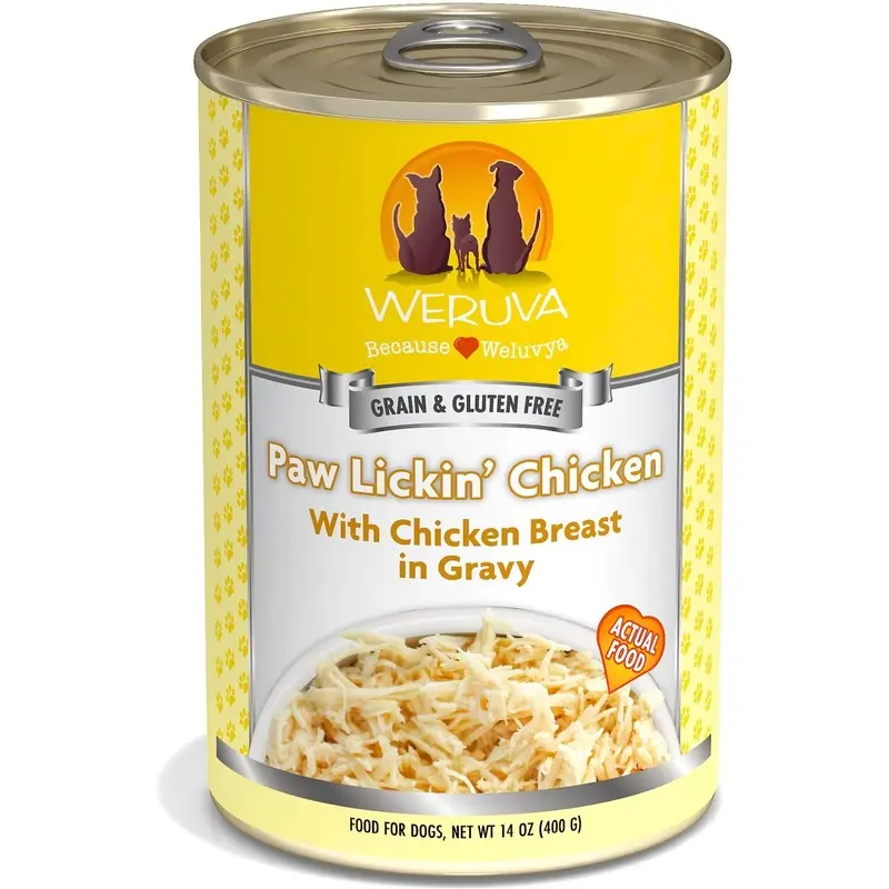 Weruva Paw Lickin Chicken in Gravy Grain-Free Canned Dog Food 14-oz can case of 12