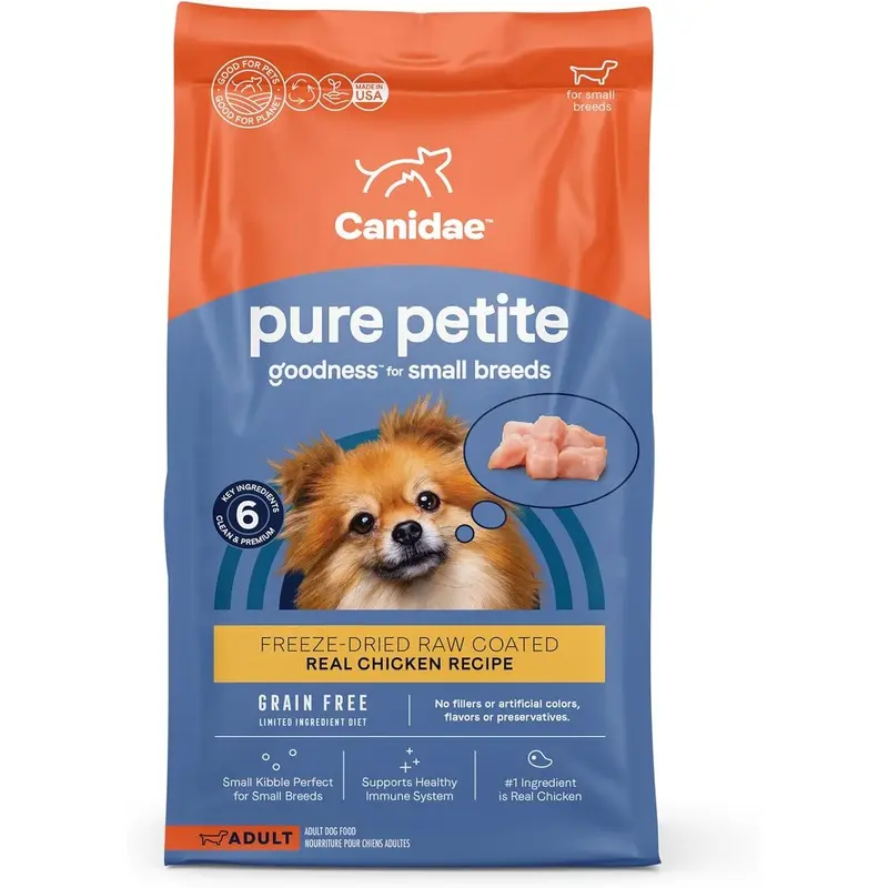 CANIDAE PURE Petite Freeze-Dried raw coated Recipe with Real Chicken Dog Dry 10 lbs.