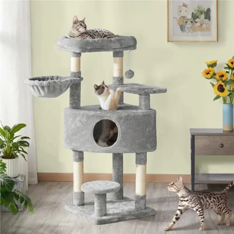 46 Burrowsville Cat Tree (Light Gray)