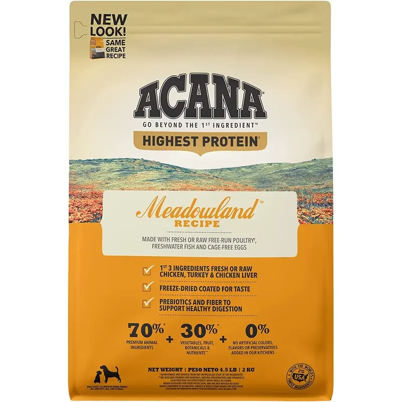 ACANA Highest Protein, Meadowland, Grain Free Dry Dog Food, 4.5lb
