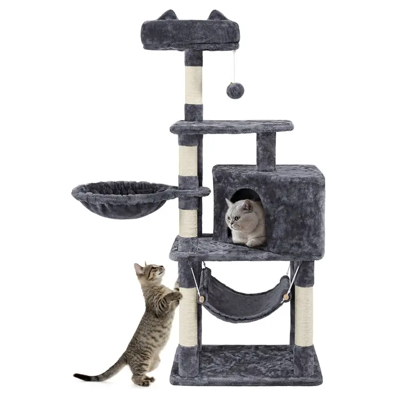 Yaheetech 54.5 Cat Tree Tower with Scratching Posts, Gray