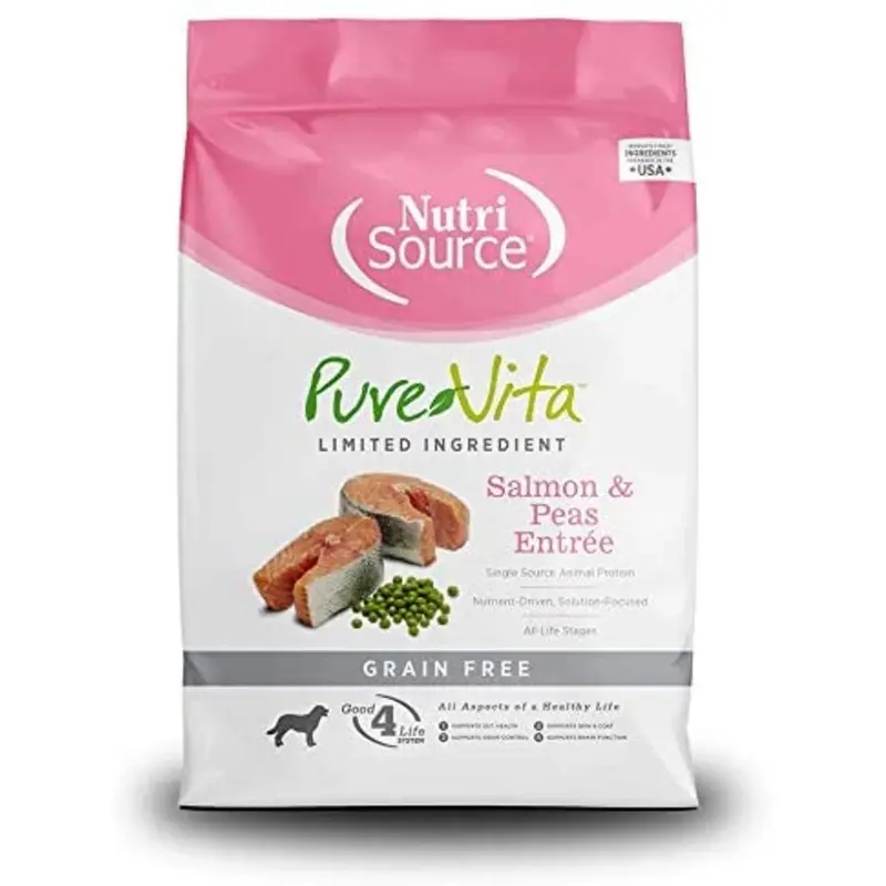 Pure Vita Grain Free Dry Dog Food  Salmon & Peas Entree  25 Lb