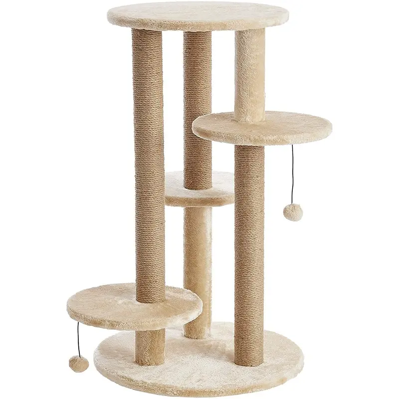 Two by Two Fir Multilevel Cat Tree and Scratch Pad, Beige