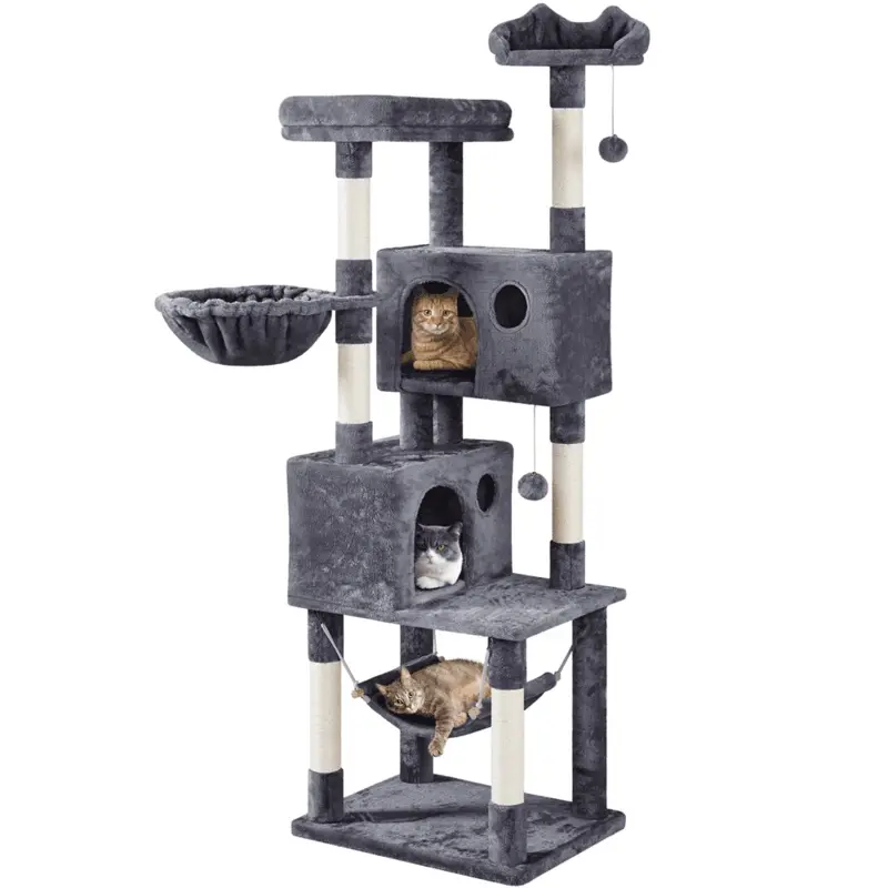 SmileMart 73H Multi-level Cat Tree Tower with Condos and Perches, Dark Gray
