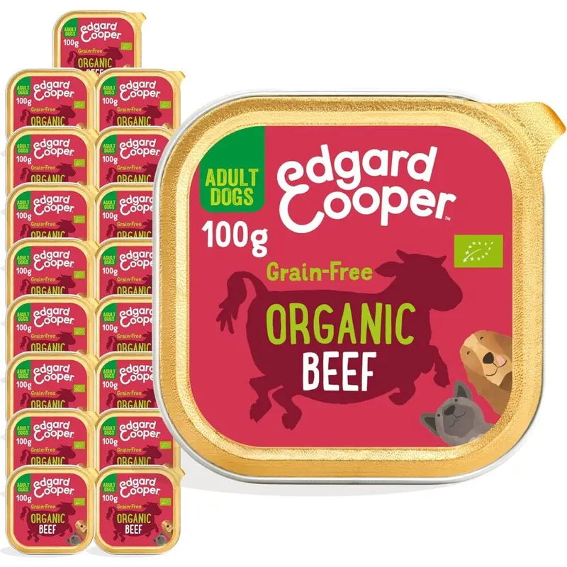 Edgard Cooper Store Edgard Cooper Organic Adult Wet Dog Food Organic Beef X 100G Cups Natural Ingredients & Fresh Meat Full Of Essential Amino Acids Healthy Insides Size 17