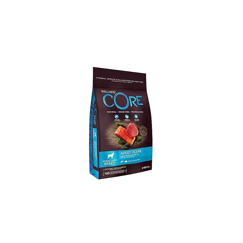 New Wellness Core Adult Ocean, Dry Dog Food, Dog Food Dry For Healthy Skin And Shiny Coat, Free, High Fish Content, & Tuna, 10 Kg Grain/Salmon 10746 10Kg